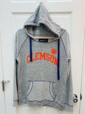 Women’s Lg Gray Clemson Hooded Sweatshirt with Orange Logo